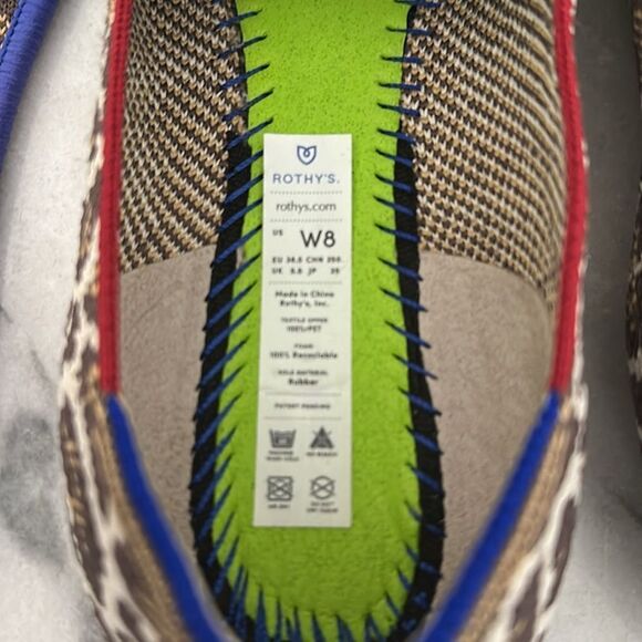 ROTHY'S Mocha Spot Animal Leopard Print Loafer Size 8, Comfy, Casual - Picture 3 of 13